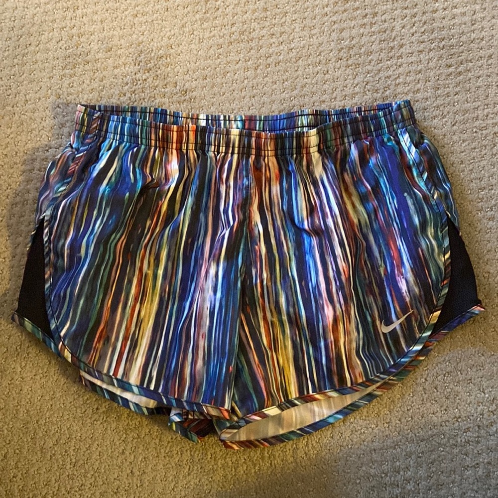 Nike Dri Fit running shorts colorful stripes with drawstring and lining